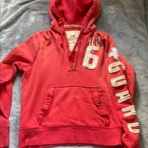 Hollister Crimson 1/4 Zip Pullover with Embroidered Details